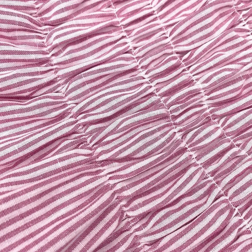 Pink Boho Women's Vacation Casual Striped Crop Top & Shorts Set